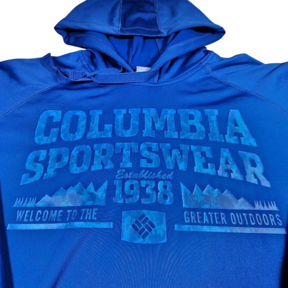 Columbia Sportswear Greater Outdoors Graphic Hoodie Sweatshirt Athletic Blue XXL
